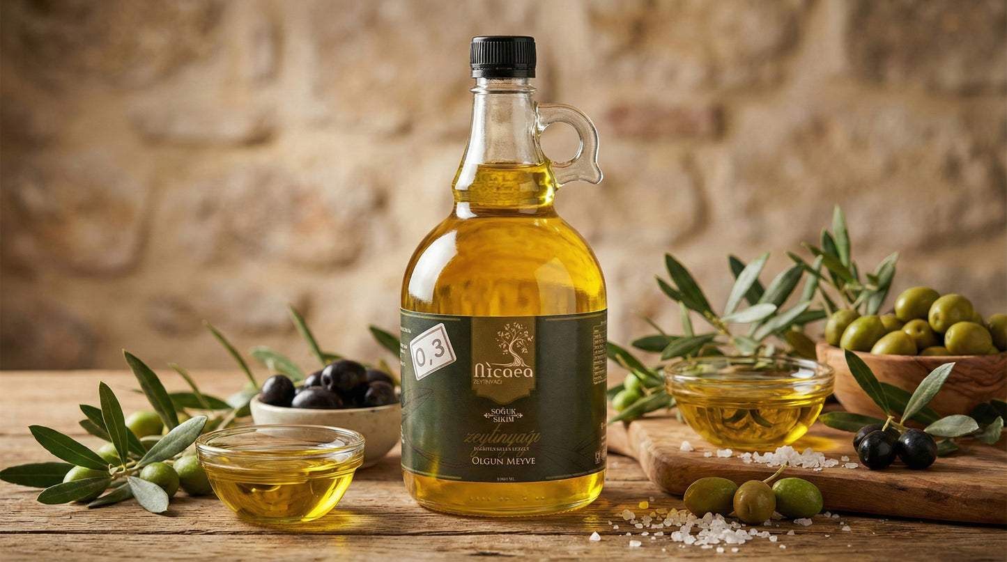 Natürel Sızma Soğuk Sıkım Zeytinyağı 0,3 Asit - 1 Lt. Galon Şişe
