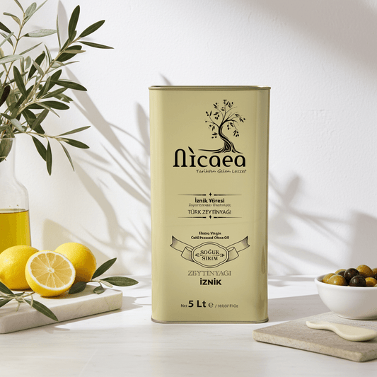Yeni Mahsul İlk Hasat Soğuk Sıkım Naturel Sızma Zeytinyağı - 5 Lt. - Nicaea Zeytinyağı