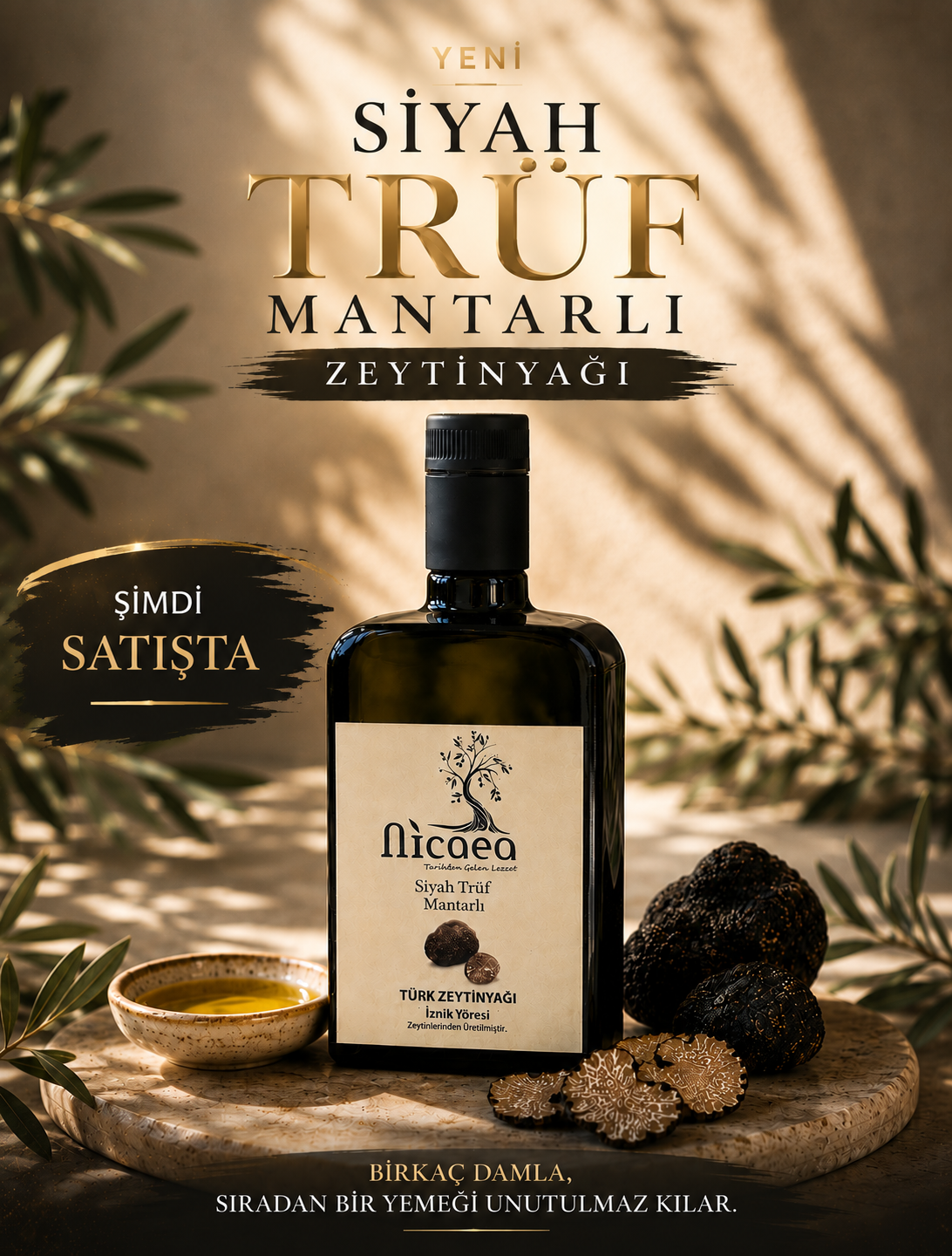 Nicaea Trüf Mantarlı Zeytinyağı şişesi