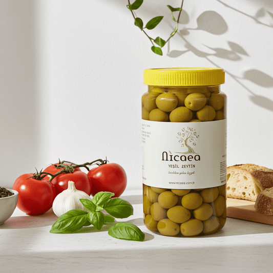 Edremit Çizik Yeşil Zeytin - 1 Kg YENİ MAHSUL - Nicaea Zeytinyağı
