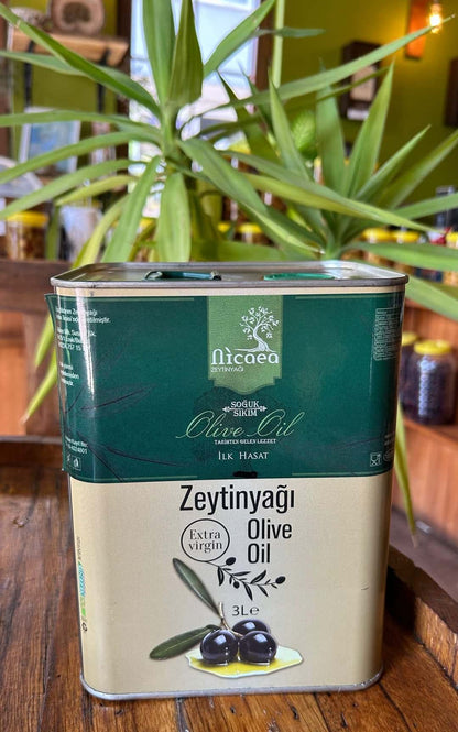İlk Hasat  Soğuk Sıkım Natural Sızma Zeytinyağı 3 Lt. Teneke kutu