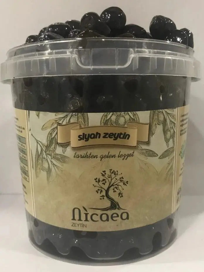İznik Salamura Sofralık Zeytin XL Siyah Zeytin - 1 Kg - Nicaea Zeytinyağı