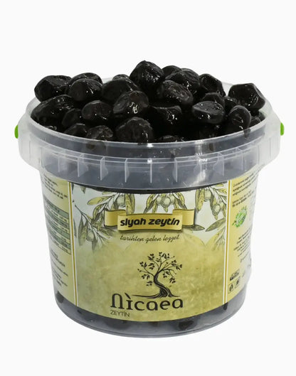 İznik Salamura Sofralık Zeytin XL Siyah Zeytin - 1 Kg - Nicaea Zeytinyağı