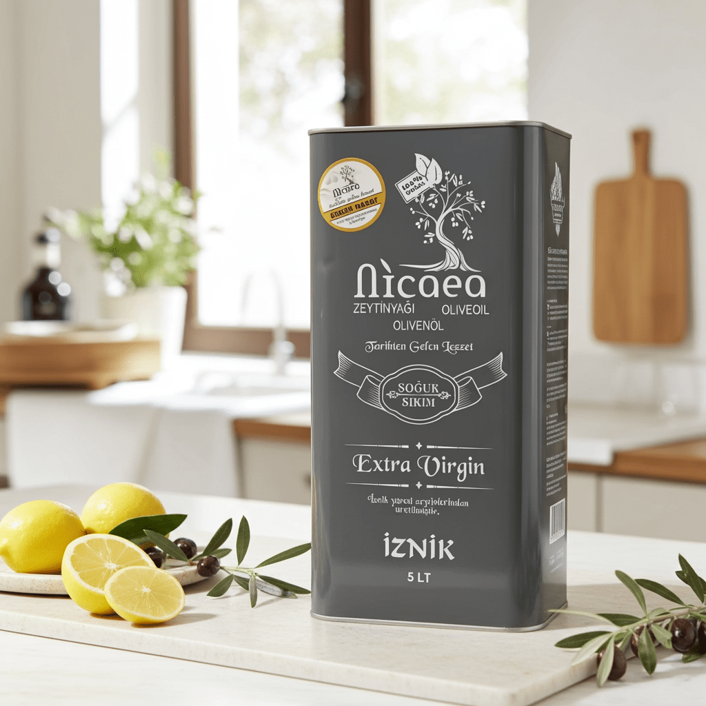 YENİ MAHSUL Erken Hasat Soğuk Sıkım Naturel Sızma Zeytinyağı - 5 Lt. 0,4 Asit - Nicaea Zeytinyağı
