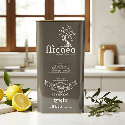 Yeni Mahsul Erken Hasat Soğuk Sıkım Naturel Sızma Zeytinyağı - 5 Lt. - Nicaea Zeytinyağı