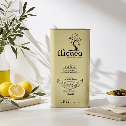 Yeni Mahsul İlk Hasat Soğuk Sıkım Naturel Sızma Zeytinyağı - 5 Lt. - Nicaea Zeytinyağı