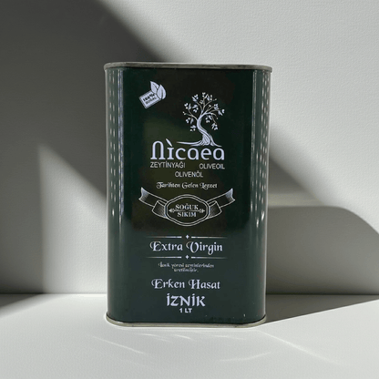Yeni Mahsul Olgun Hasat Natural Sızma Soğuk Sıkım Zeytinyağı 0,3 ASİT - 1 Lt. Teneke - Nicaea Zeytinyağı