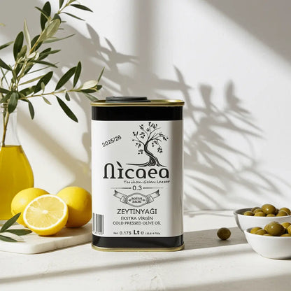 Yeni Mahsul Olgun Hasat Natürel Sızma Zeytinyağı 0.3 Asit 175ml - Nicaea Zeytinyağı