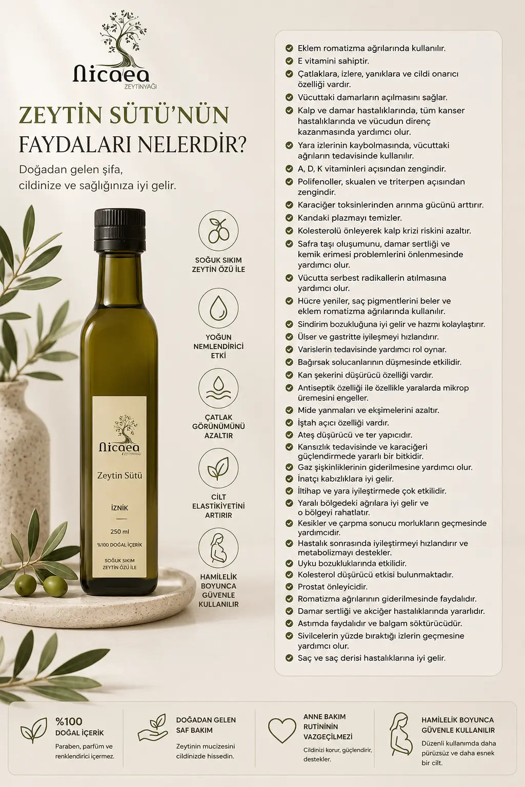 Zeytin Sütü 250 ml – Zeytinin En Saf Özü Nicaea